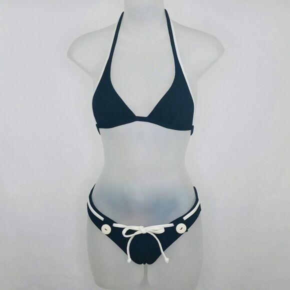 AUGA DOCE Other - Agua Doce Bikini Brazilian 2-pc Women M Black White Tie Front Buttons